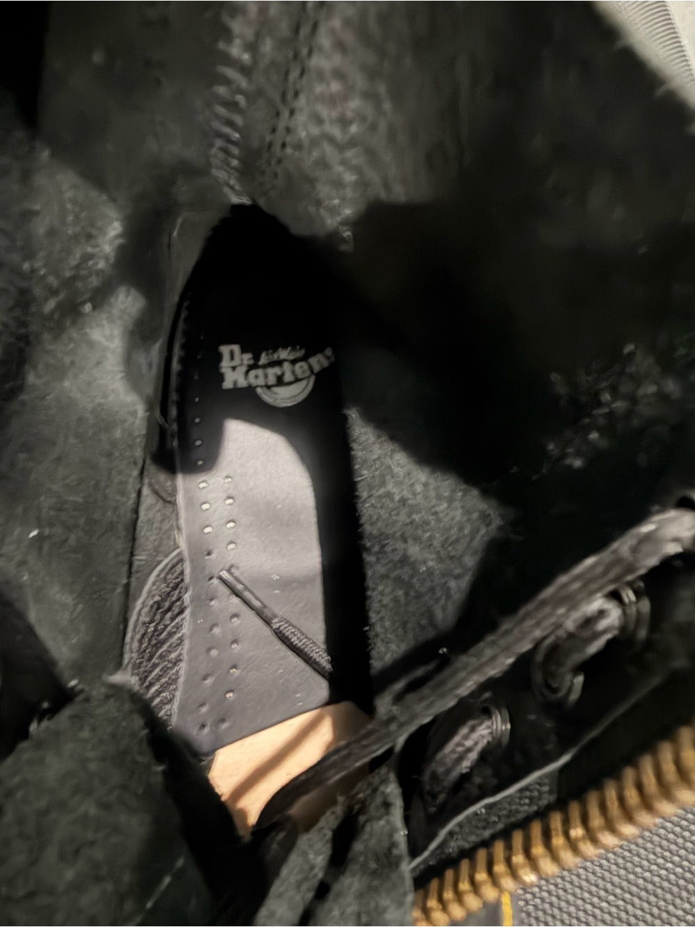 Dr. Martens Black Leather Combat Boots with Yellow Stitching - Picture 5 of 7